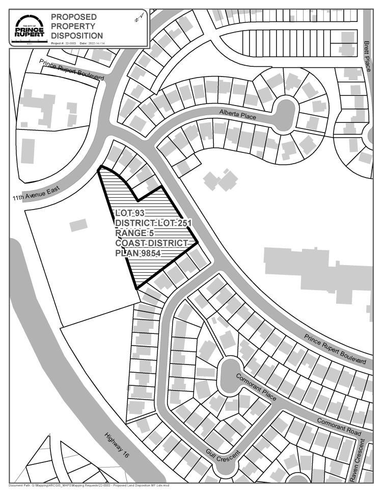 A map of Site 2, Lot 93 on Prince Rupert Boulevard. 