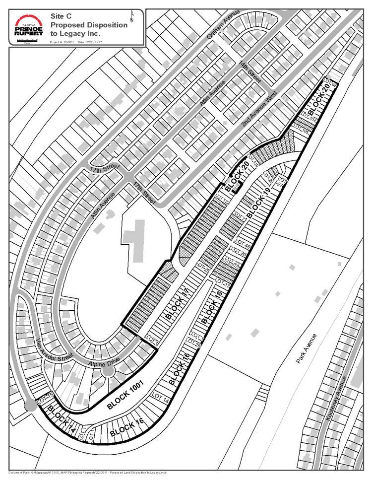 Blueprint map of proposed Site C development project in Prince Rupert.